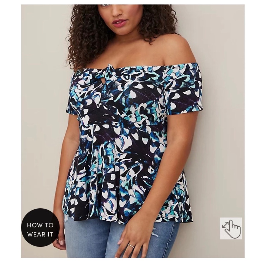 Torrid Babydoll Super Soft Tie-Front Off-Shoulder Top Size 5X NWT